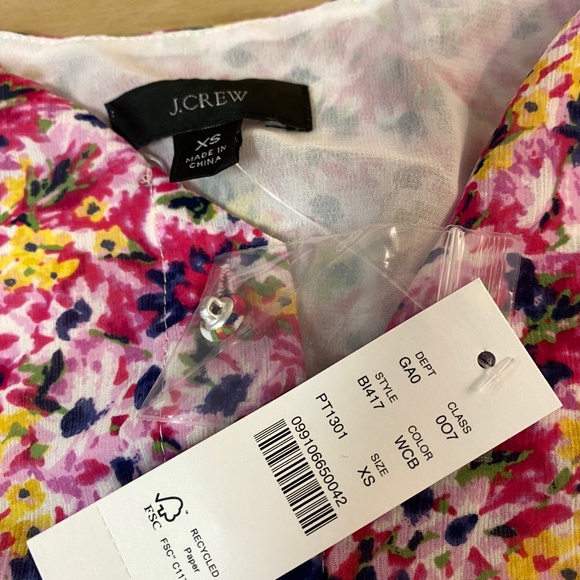 J Crew Top Womens XS Cap-sleeve soft gauze chiffon top in floral fields - Picture 4 of 6